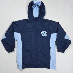Genuine Stuff UNC Tarheels Windbreaker Jacket Youth Small Blue Full Zip Hooded